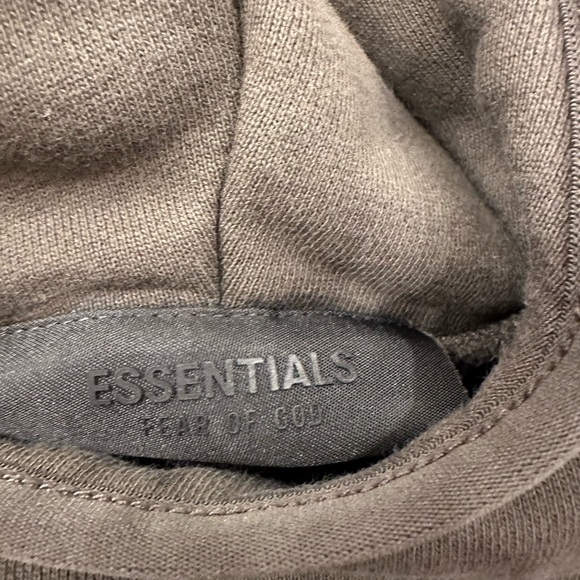 Kids Fear of God Essentials cotton and fleece hoodie size 8. Dark olive green. - Picture 4 of 5